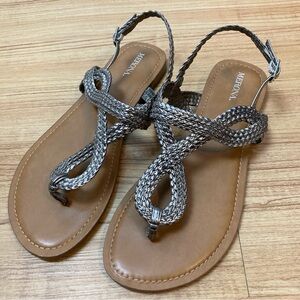 Pewter Braided Strap Sandals